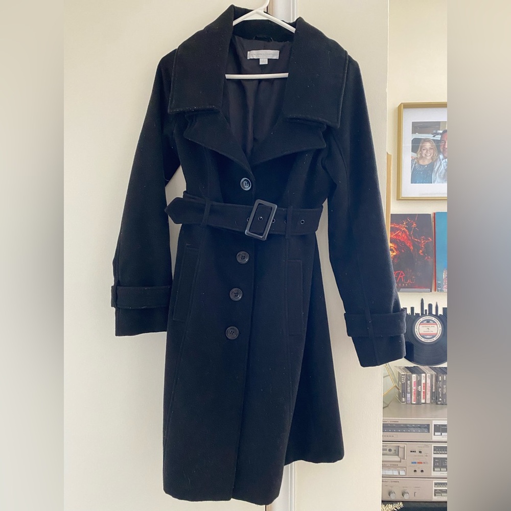 New York and Company Long Black Pea Coat Winter Small